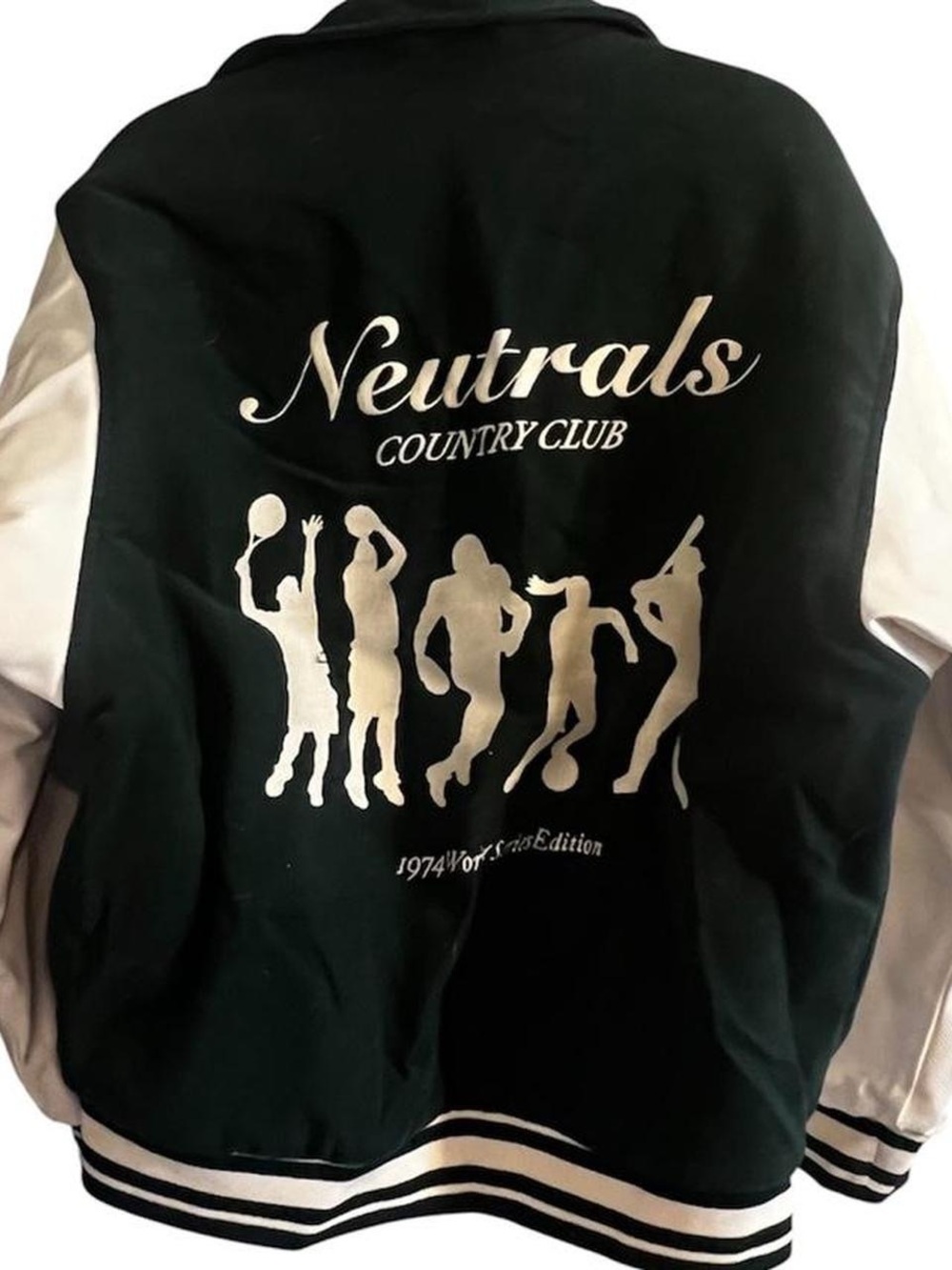 Jaded London Dark Green and Cream 'Neutrals Country Club' Varsity Jacket
